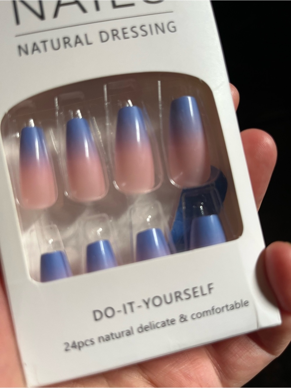 Ombré Pink to Blue Press-On Nails - 24pcs